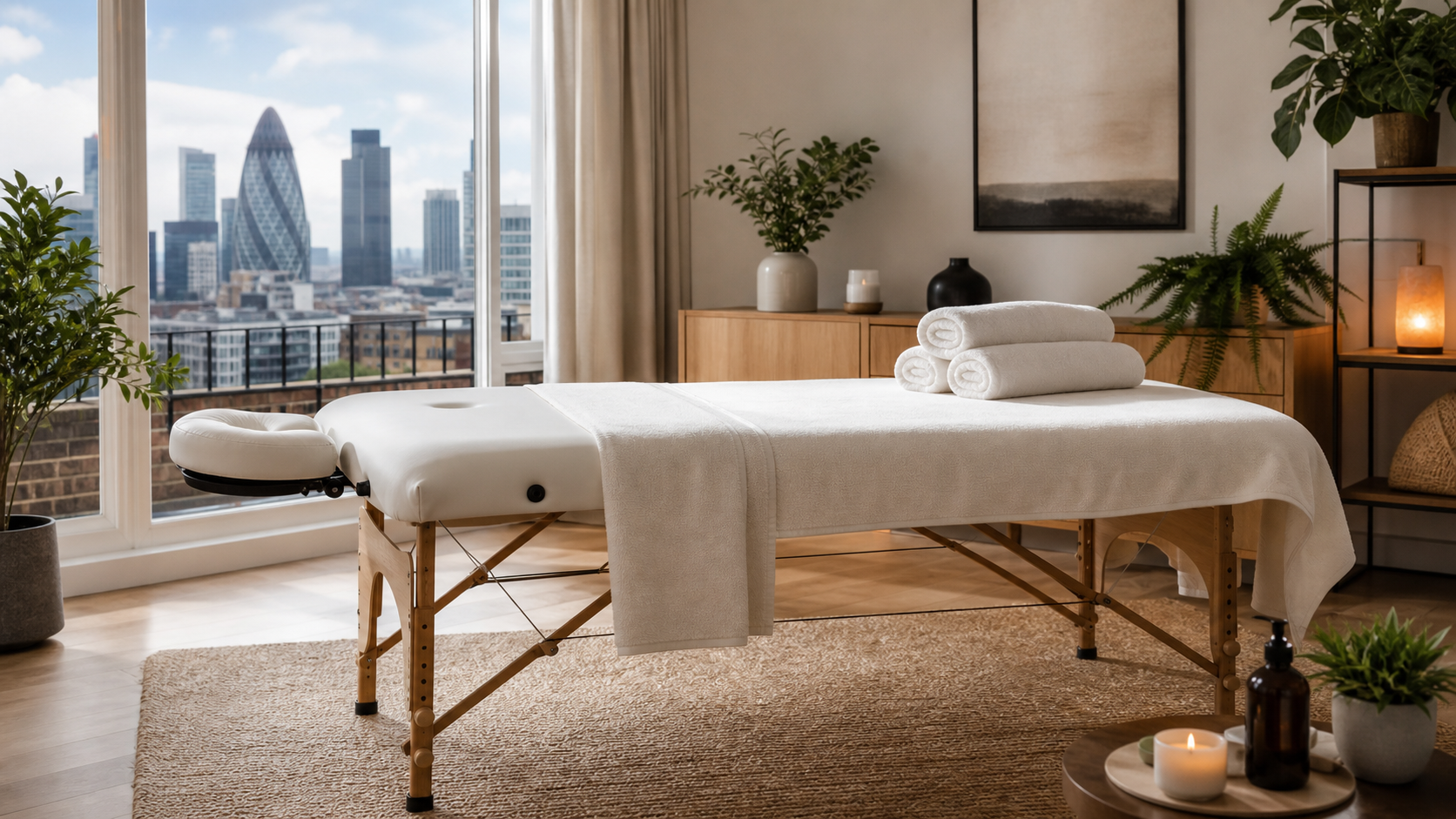 At-home massage setup used to evaluate Ruuby booking fit in London